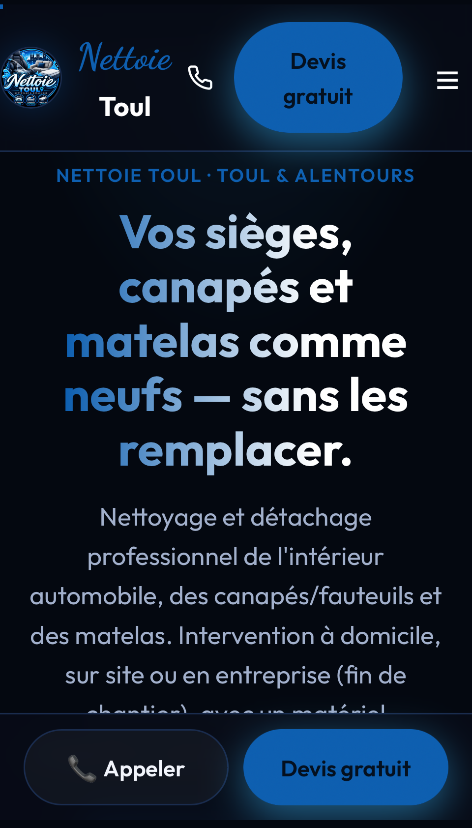 Page d'accueil du site de Nettoie Toul