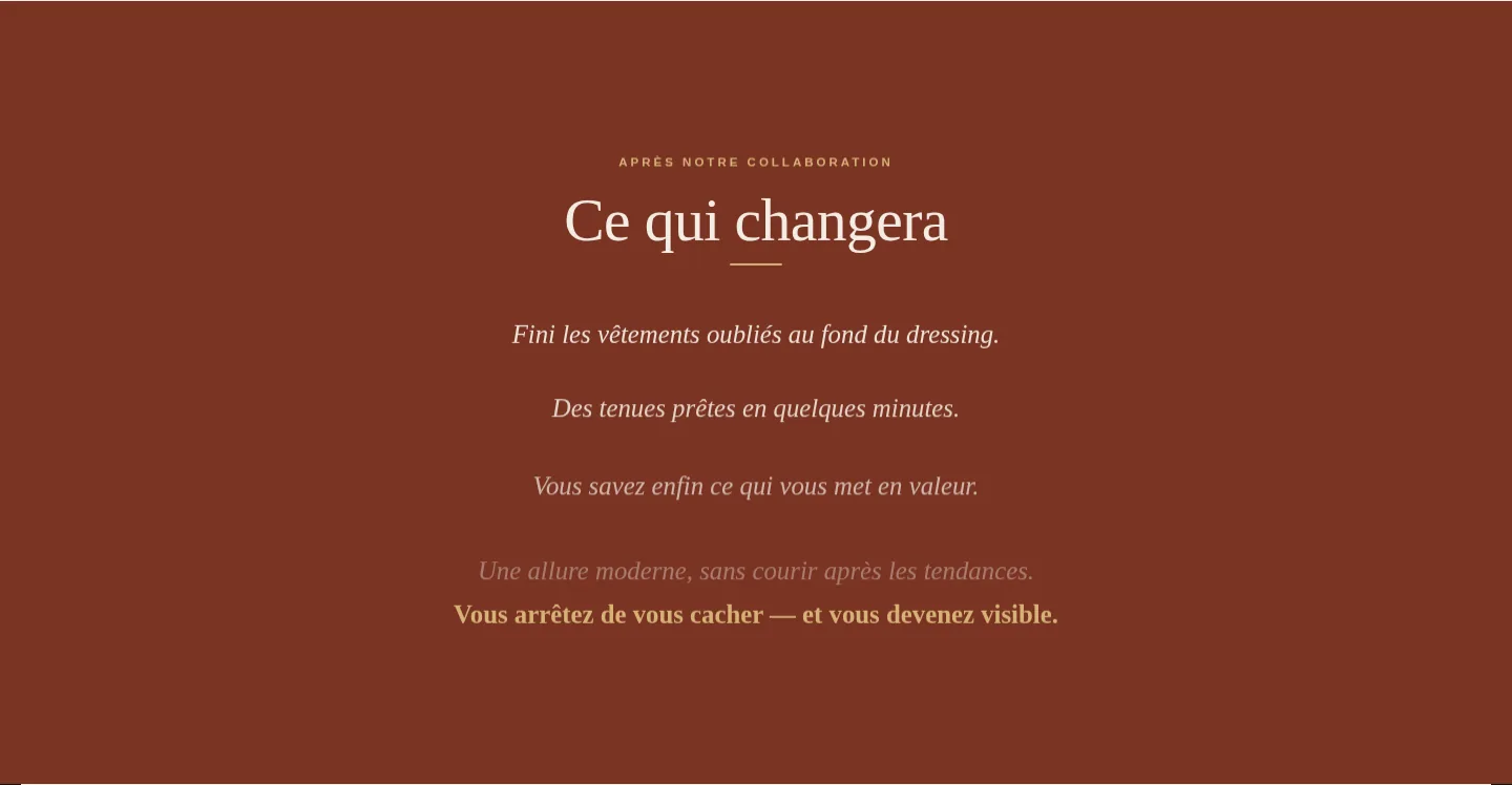 Section « Ce qui changera » du site d'Oksana Katerynych